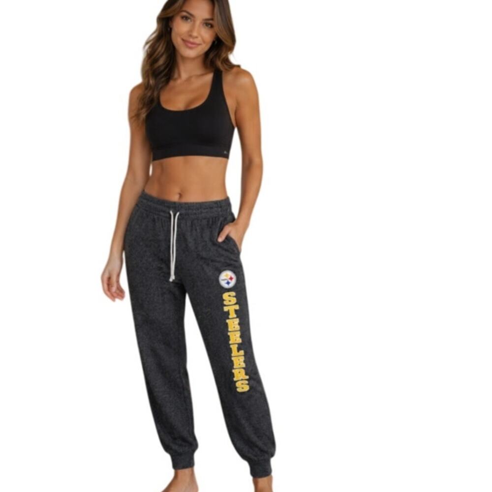 NFL Team Apparel Steelers Women's Loungewear Jogger Style Pants Gray, Size L